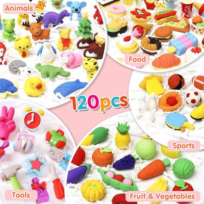 120 Pcs Animal Pencil Erasers (120 Count)