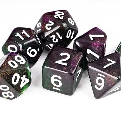 7 Die DND Dice Set Polyhedral Dice Set with a Leather Dice Bag (7 Count)