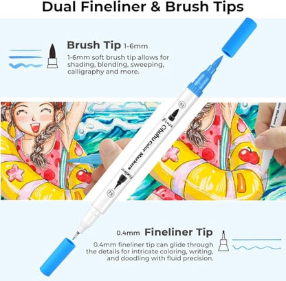 Adult Coloring Book Markers 160 Color Dual Tip Water (160 Count)