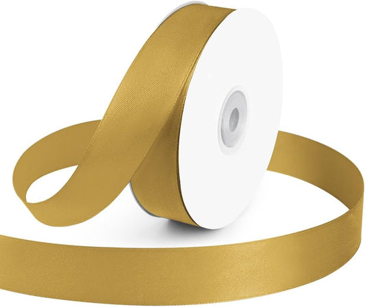 KMER LIFE 1 inch Wide x 50 Yards Golden Single Faced Polyester Satin Ribbon, Golden Satin Ribbon Perfect for Wedding Decor, Wreath, Crafts, Gift Wrapping & Other Projects (Golden) - Crafty Corner