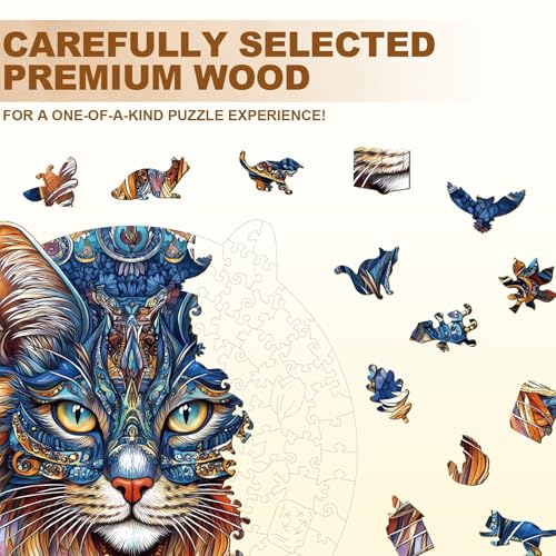 Persian Cat Puzzles Adults Gifts for Women Men Wooden 255 Pieces 13.4 x 13.2in