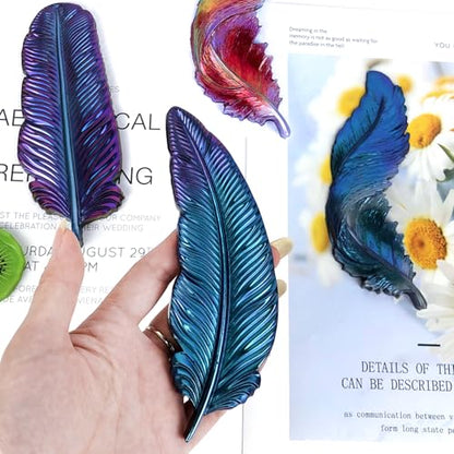3PCS Feather Resin Mold 3D Feather Shape Silicone Molds for Epoxy Resin Casting Concrete Wall Hanging Keychain Jewelry Pendant Decor Mould DIY Art Craft Halloween Christmas Home Decor