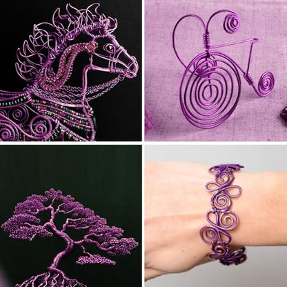 328FT 18 Gauge Bendable Purple Aluminum Craft Wire for Jewelry Making Craft (328 Foot)