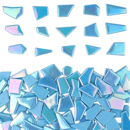 Iridescent Glass Mosaic Tiles for Crafts Bulk (7.05 Ounce)
