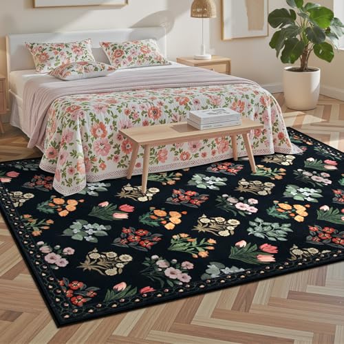 Floral Print 8x10 Washable Rug (80 Sq Ft)