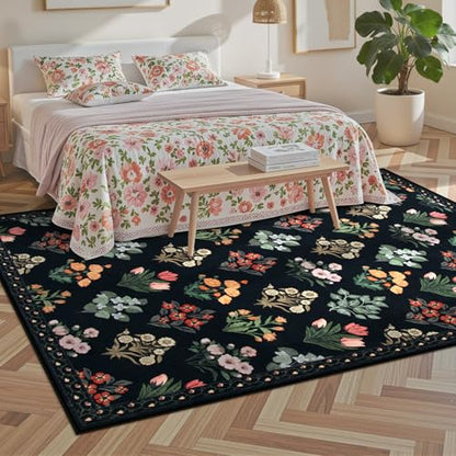 Floral Print 8x10 Washable Rug (80 Sq Ft)