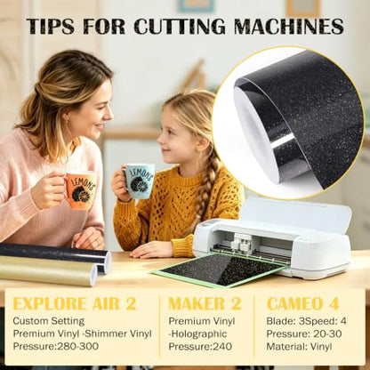 Glossy Black Glitter Permanent Vinyl 12" x 5ft Roll