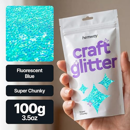 Craft Glitter Fluorescent Neon Blue 100g Super Chunky Glitter (3.5274 Ounce)