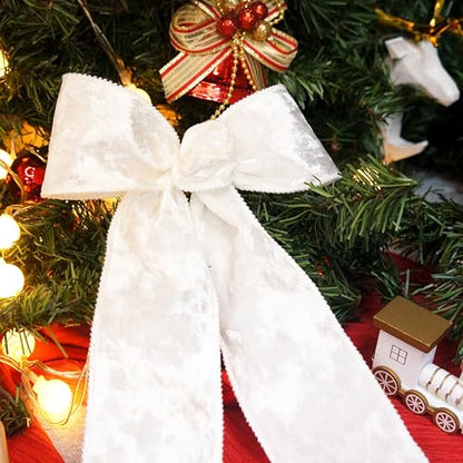 Ivory Velvet Ribbon 2.5 Inch x 10 Yards for Christmas Tree Topper Home Decoration Wreath Gift Wrapping DIY Craft (30 Foot)