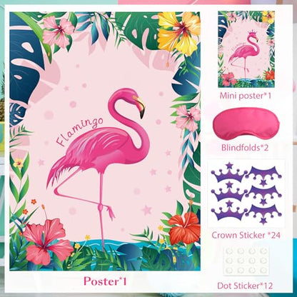 Pin The Crown on The Flamingo Birthday Hawaiian Luau Tiki Party