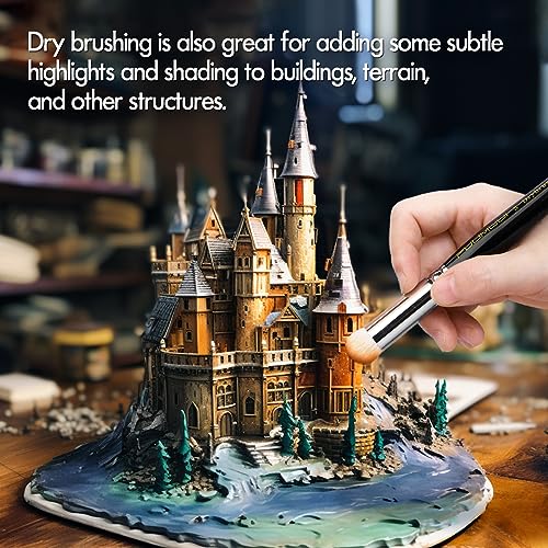 Miniature Paint Brushes with Domed Dry Brush Set for Miniature Painting