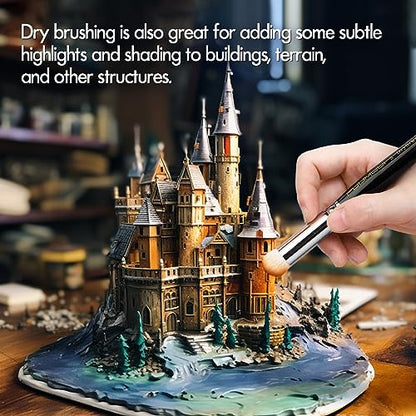 Miniature Paint Brushes with Domed Dry Brush Set for Miniature Painting