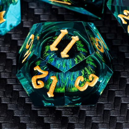 DND Resin Dice Dragon Eye Dice Liquid Core Red Sharp Edged Dice Set with Gift Box