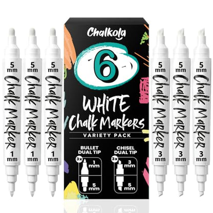 6 White Chalk Markers