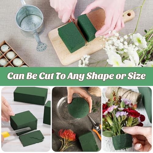 24 Pieces Floral Foam Blocks with 6 Rolls Floral Tape 5.5''L x 3.1''W x 1.8''H Green Square Flower Foams Flower Arrangements Supplies for Dry & Wet Flower Wedding Home Decor and DIY Crafts