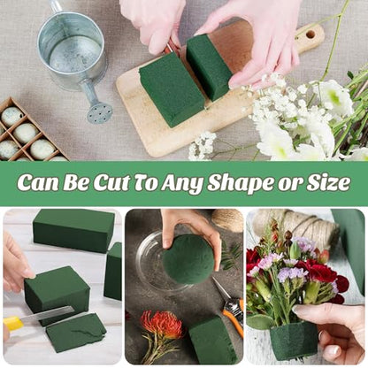 12 Pieces Floral Foam Blocks with 3 Rolls Floral Tape 5.5''L x 3.1''W x 1.8''H Green Square Flower Foams Flower Arrangements Supplies for Dry & Wet Flower Wedding Home Decor and DIY Crafts