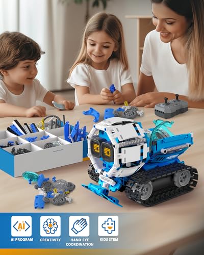 5-in-1 STEM RC Robot Building kit, 494Pcs App Coding, Boys Age 8-13 (5 Count)