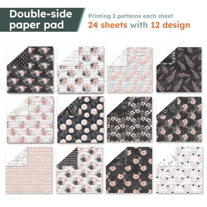 24 Sheets 6in Flowers Scrapbook Paper Pad (24 Count)