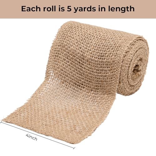 4 Inch Natural Burlap Fabric Roll 10 Yards (2 Count)