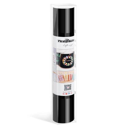 TECKWRAP 001 Smart Adhesive Vinyl Permanent,13in x 5ft, Vinyl for DIY Decal Projects, Compatible with Explore3/Maker3, Glossy Ink Black