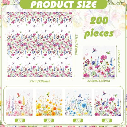 200 Pieces Summer Flower Cocktail Napkins 2 (200 Count)