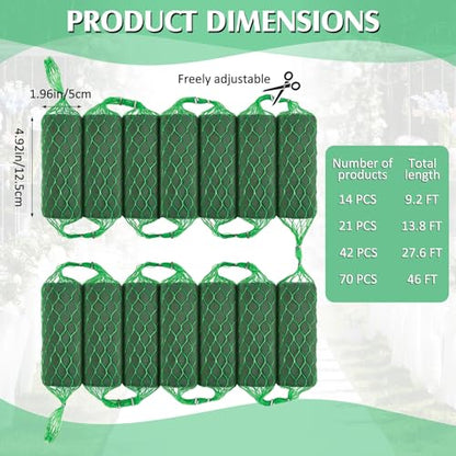 21 Pcs Floral Foam Garland 13.8ft Absorption Flower Holder Plant Foam Flower Green Sponge for Wedding Arch Door Tabletop Decoration Arrangement Home Garden Craft (13.8 Foot)