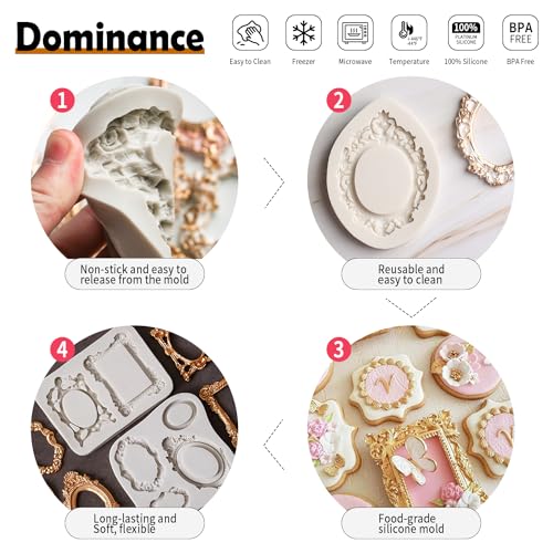 Photo Frame Silicone Fondant Molds (5 Count)