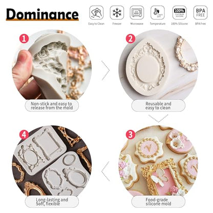 Photo Frame Silicone Fondant Molds (5 Count)