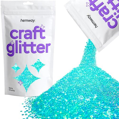 Craft Glitter Fluorescent Blue 100g Extra Chunky Glitter