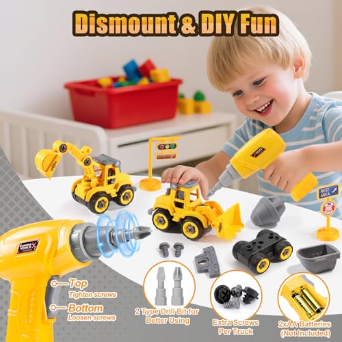 4PCS Take Apart Construction Toys for 3 Year Old Boy Birthday Gift (4 Count)
