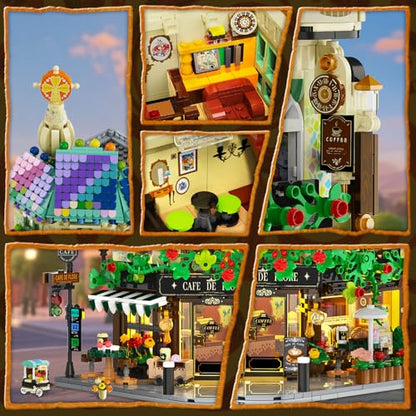 Flower Cafe House Building Set with Lights for Adults