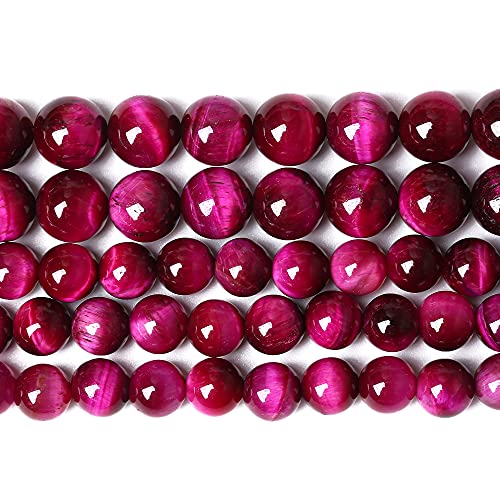 AAA Natural Rose Red Tiger Eye Agate Stone Round Loose Beads for Jewelry Making Semi (16 Count)