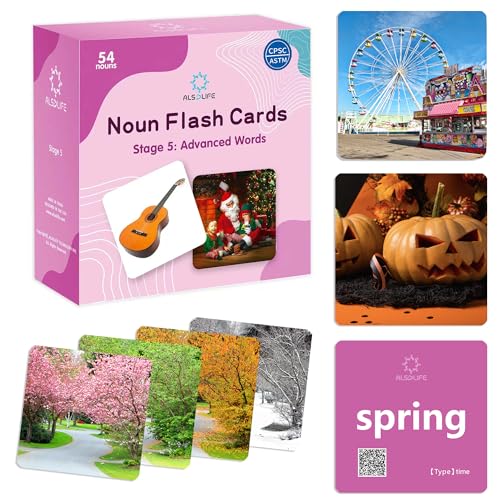 54 Advanced Word Noun Flash Cards for Kids 3 (54 Count)