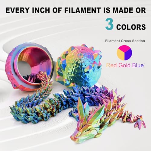 Silk PLA 3D Printer Filament Triple Color Silk PLA Filament 1.75mm 3D Printing Filament Fit Most FDM Printers
