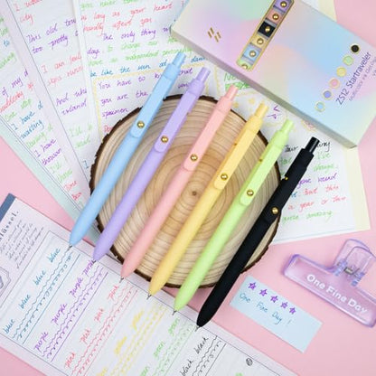 6 Pcs Color Pens for Journaling 0.5mm Fine Point Colored Gel Ink Pen (6 Count)