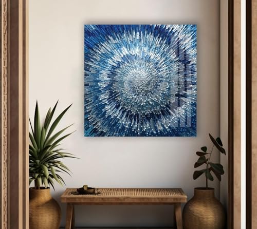 12Wx10H'' Abstract Blue Textured Glass Wall ArtTempered Glass Printing Wall Decor Large Wall Art Wall Hangings