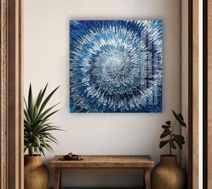 48Wx32H'' Abstract Blue Textured Glass Wall ArtTempered Glass Printing Wall Decor Large Wall Art Wall Hangings