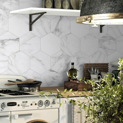 45 Sheet Hexagon Peel and Stick Backsplash (10 Sq Ft)
