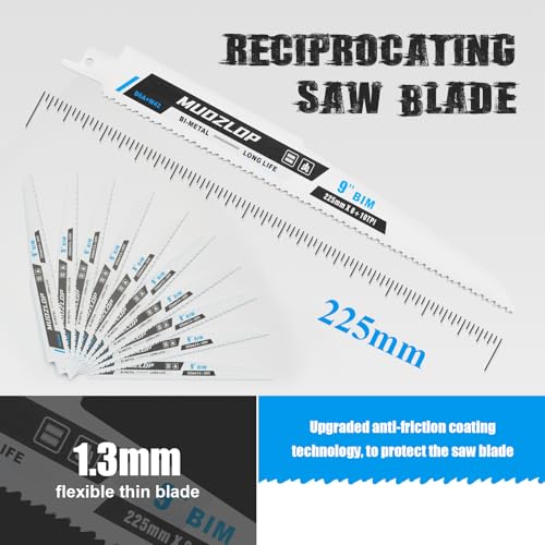 10Pack 9inch 8+10TPI Metal Reciprocating Saw Blades Set