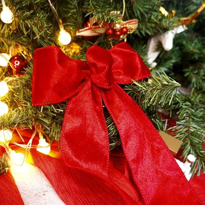 Red Velvet Ribbon 2.5 Inch x 10 Yards for Christmas Tree Topper Home Decoration Wreath Gift Wrapping DIY Craft (30 Foot)