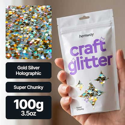 Craft Glitter Gold Silver Holographic 100g Super Chunky Glitter