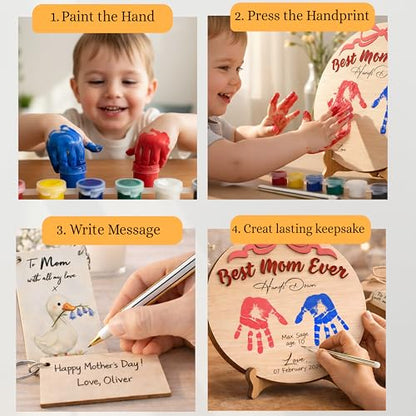 10'' Best Mom Ever Hands Down Big Size DIY Handprint Art Kit with Non