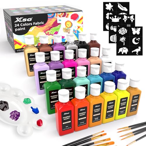 24 Colors Fabric Paint For Clothes Permanent (48 Fl Oz)