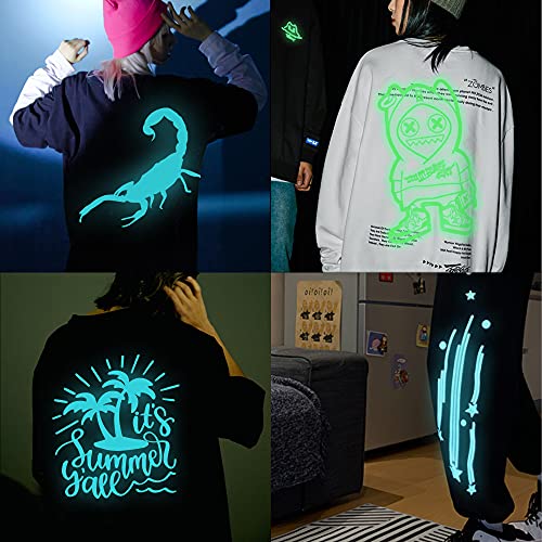 RENLITONG Luminous Blue Glow in The Dark Heat Transfer Vinyl HTV Rolls (8 Foot)