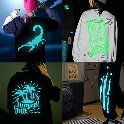 RENLITONG Luminous Blue Glow in The Dark Heat Transfer Vinyl HTV Rolls (8 Foot)