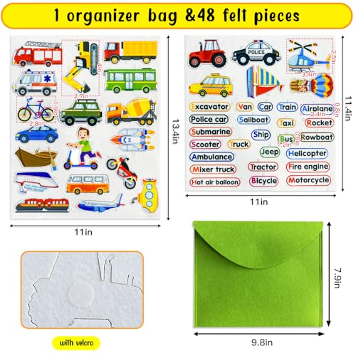 Felt Transportation Vehicles Learning Pieces (48 Count)