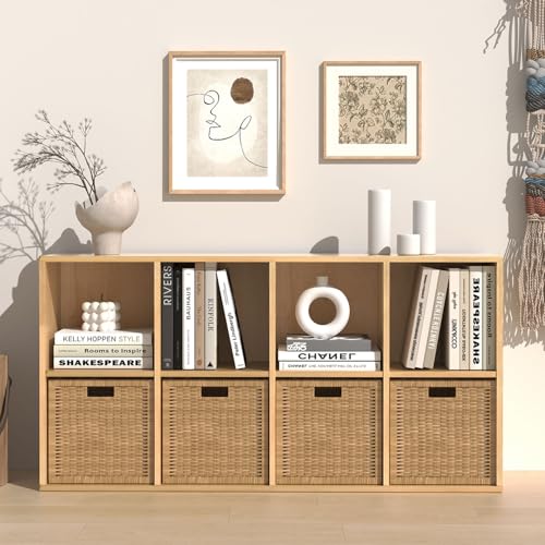 Wooden 8 Cube Storage Organizer with Closed Back Panel (8 Count)
