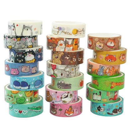 20 Rolls Cute Animals Washi Tape Set (20 Count)