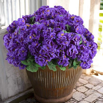 6 Pcs Artificial Geranium Flowers for Outdoors Geranium Silk Flowers Outdoor UV Resistant Garden Plants Faux Flowers for Home Kitchen Table Centerpieces Decor