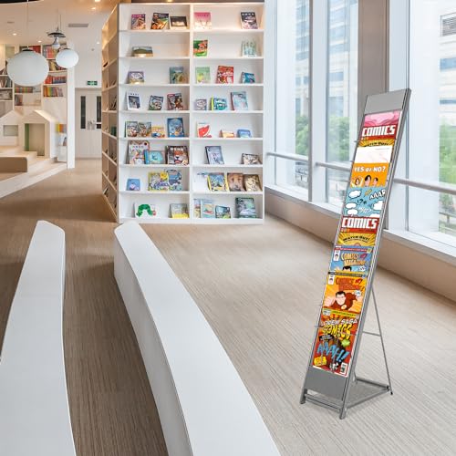 10 Tiers Portable Magazine Rack Book Brochure Display Stand Holder